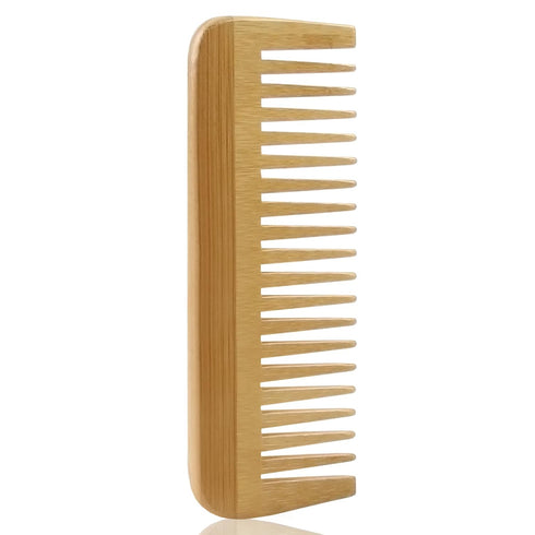 MRD Bamboo Wide Tooth Comb, Detangling Anti-Static Brush for Natural Curly Wavy Dry Hair (1PCS)
