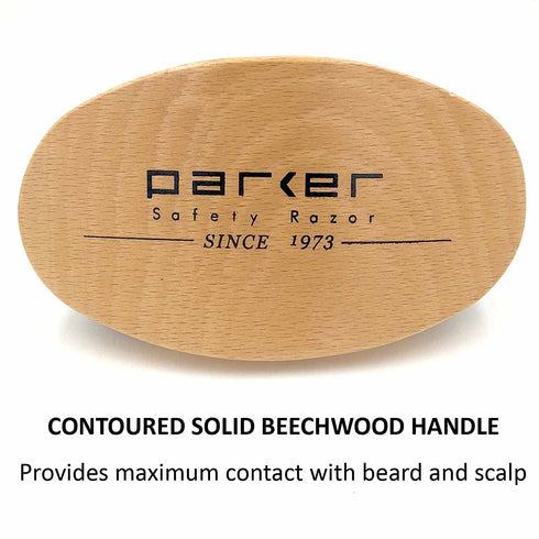 Parker Natural Boar Bristle Military Style Hair and Beard Brush with Genuine Beechwood Handle