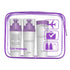 Lermende 2pcs Clear Toiletry Bag, TSA Approved Travel Bag, Quart Sized Makeup Cosmetic Bag (Purple, 3 Pack)