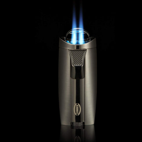Cobber Torch Cigar Lighter, Double Jet Flame Refillable Butane Cigar Lighter in Gray
