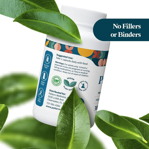 Pattern Wellness Probiotic Supplement - 51 Billion CFU - 30 Vegan Capsules - Promotes Healthy Gut Flora & Immune Health