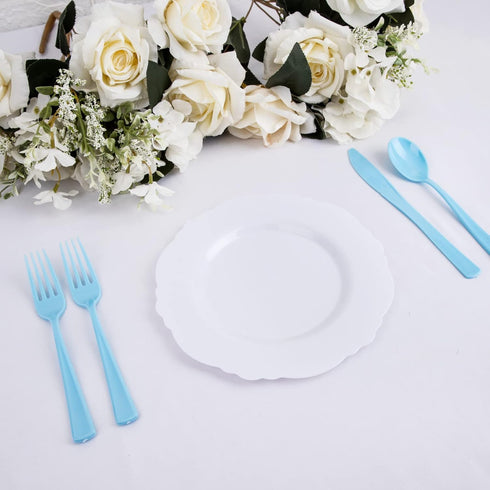 WDF 160 Piece Blue Plastic Silverware Set, Heavy Duty Includes 80 Forks, 40 Spoons, 40 Knives for Parties, Daily Use