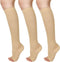 3 Pairs Open Toe Compression Socks for Women, Knee High Toeless 15-25 mmHg (S/M)