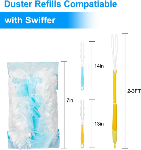 KeFanta Duster Refills for Swiffer Dusters, 180 Heavy Duty Multi Surface Refills & 1 Handle, Disposable Dusters for