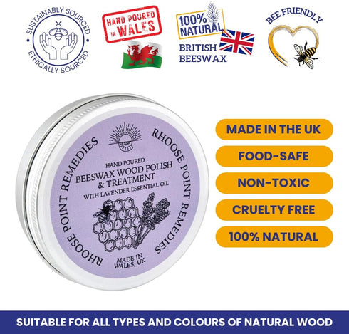 Beeswax Furniture Polish & Conditioner for Wood, Lavender 3.4 Fl Oz, Enhances Natural Beauty, Seals & Protects