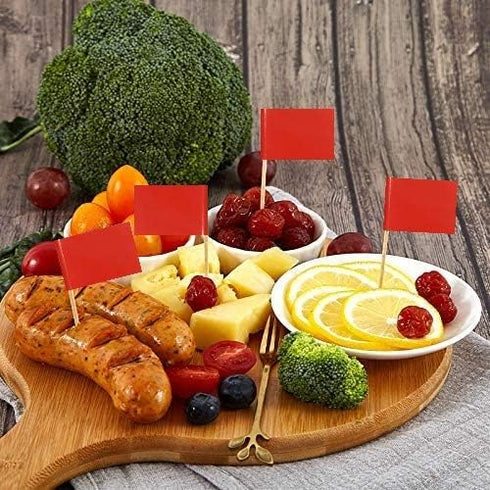 JAVD CYPS 100 Pcs Color Toothpick Flag (Red) - Blank Toothpick Flags for Fruit Cheese Markers