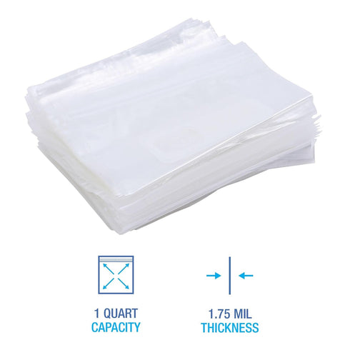 Boardwalk Reclosable Food Storage Bags, 1 qt, 1.75 mil, Clear, 500/Box, 7" x 8"