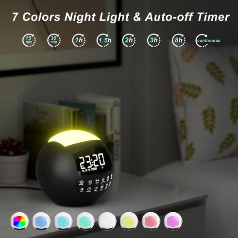 5-in-1 White Noise Sound Machine + Bluetooth + Night Light, 42 Soothing Sounds for Kids and Adults