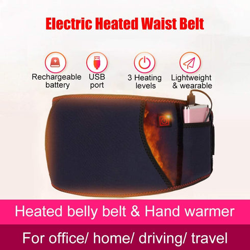WOOLALA Heating Waist Belt with Hand Pocket, Electric Heated Belt Heating Pad with Rechargeable Battery for Menstrual
