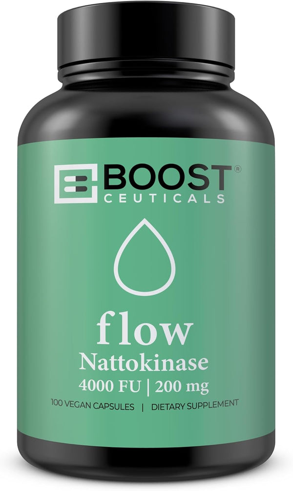 Nattokinase 4000 Fu 200mg - Vegan, Gluten Free, Pure Natural Blood Thinner & Blood Flow Supplement, 100 Capsules