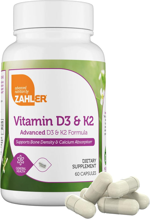 Zahler Vitamin D3 5000 IU K2 - Advanced Vitamin D3 K2 Formula for Bone Density & Calcium Absorption - Kosher Vegetarian