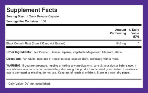 Piping Rock Black Cohosh Root Herb 700 mg 100 Capsules | Concentrated Extract Supplement