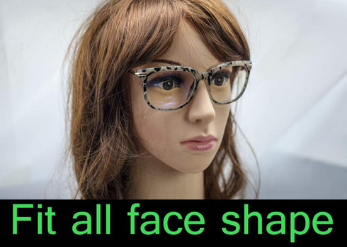 Stylish Blue Light Block Glasses for Women, Oversized Big Frame, Eye Strain UV Glare Blocker Lens, Metal Temples