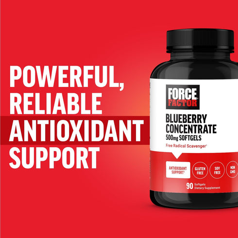 FORCE FACTOR Blueberry Concentrate Antioxidants Supplement with BlueRich Extract - 90 Gluten Free Softgels