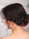 Women Dainty Black Rhinestones Crystal Wedding Hair Comb, Luxurious Bridal Side Hair Accessories