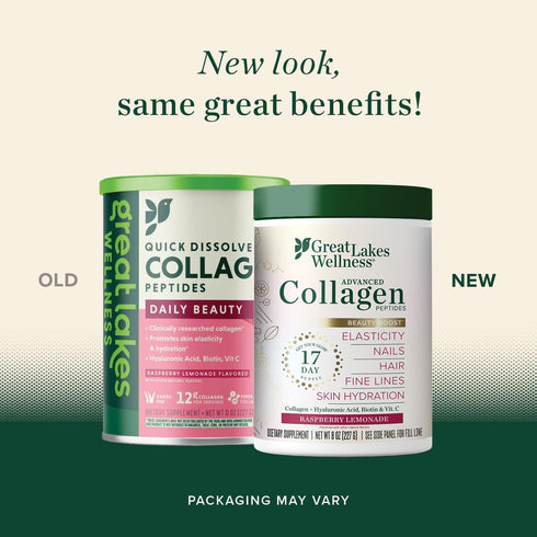 Great Lakes Wellness Beauty Boost Advanced Collagen Peptides - Raspberry Lemonade, Hyaluronic Acid, Biotin, Vitamin C -