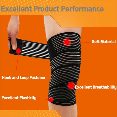 Adjustable Elastic Knee Wrap Compression Bandage Brace Support for Joint Pain Relief, Squat, Basketball, Running