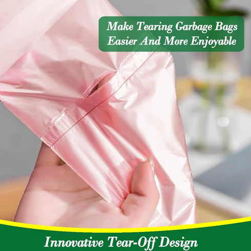 Hommaly 2.6 240 6-10 2-2.6 Gallon pcs Small Pink Trash Bags, Strong Garbage Bags, Bathroom Trash Can Bin Liners