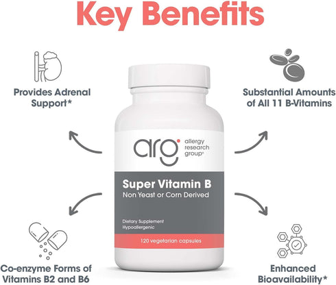 Allergy Research Group Super Vitamin B Complex, 120 Count Vegetarian Capsules