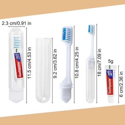 Packaged (5) Toothbrush and Toothpaste Travel, Individually with Storage Box, Foldable Storage, Toothbrush Travel Size