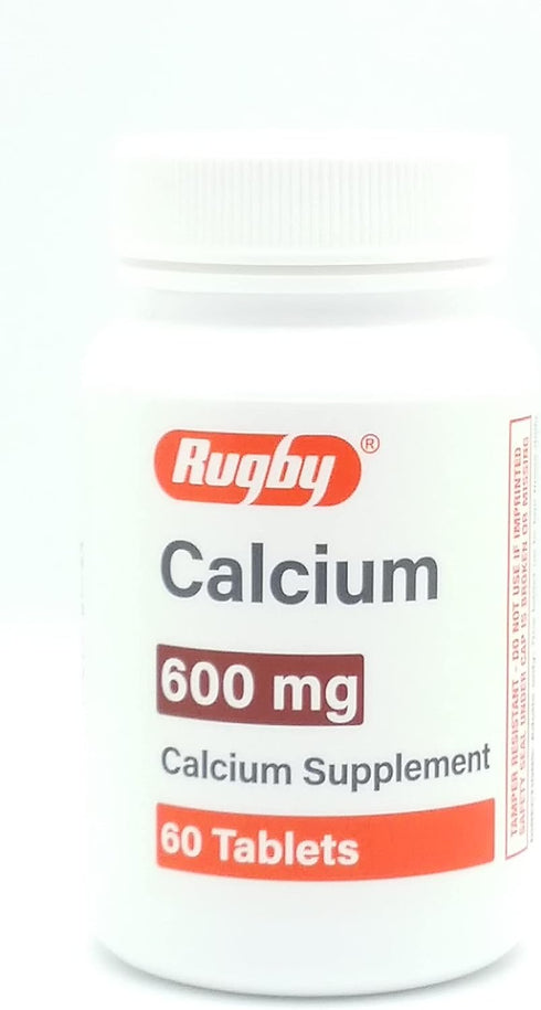 Rugby Laboratories Calcium 600 mg Supplement - Calcium Carbonate for Strong Bones, 60 Tablets (Pack of 1)