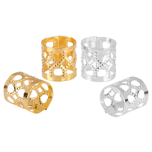 Tbestmax 200 pcs Dreadlocks Beads Hair Braid Rings Clips, Silver and Gold Metal Cuffs for Hair Decoration