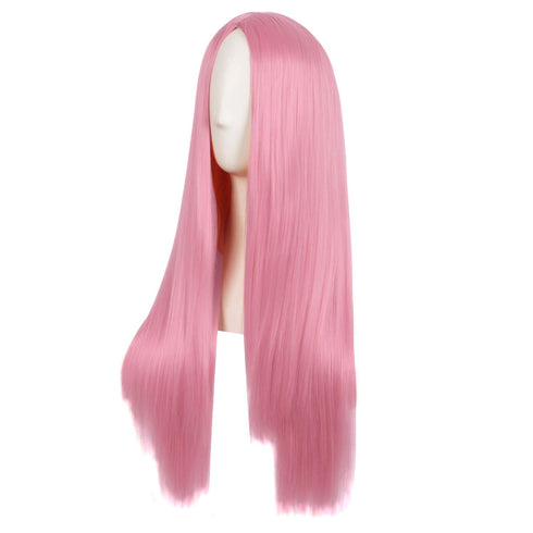 MapofBeauty 28 Inch/70 cm Women Long Straight Synthetic Wig, Special Light Hot Pink
