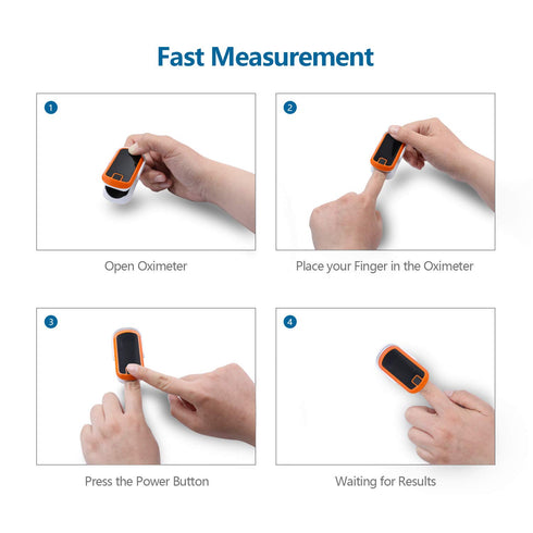 MIBEST Orange LED Finger Pulse Oximeter, Blood Oxygen Saturation Monitor, Portable Oxygen Sensor with Batteries and
