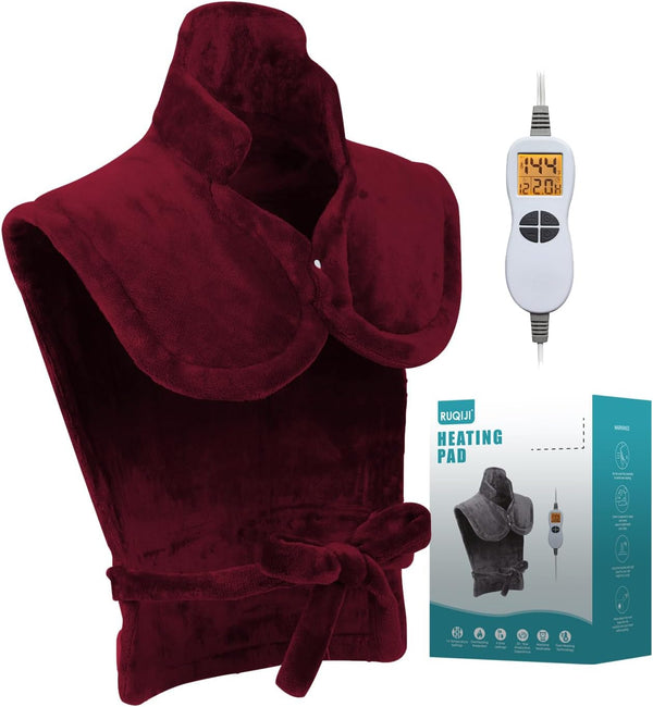 RUQIJI 26" x 35" Neck&Shoulder&Back Heating Pad with Fast-Heating Technology&12 Temperature Settings, Pain
