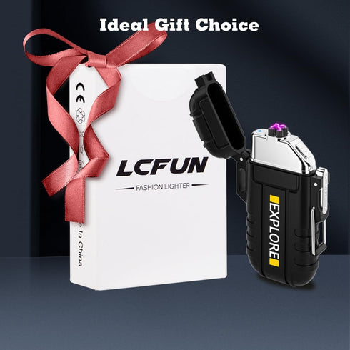 LcFun Electric Lighter - Plasma Lighter Waterproof Arc Lighter, Windproof USB Rechargeable with Emergency Whistle
