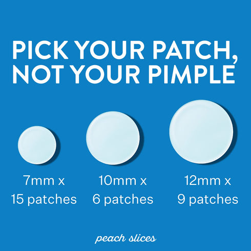 Peach Slices Acne Spot Dots Hydrocolloid Pimple Patches for Zits, Blemishes & Breakouts, Vegan, 30 Ct (3 Sizes)