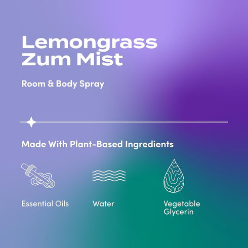 Indigo Wild Zum Mist Room & Body Spray, Natural Aromatherapy Essential Oil Spray, Lemongrass Scent, 4 fl oz