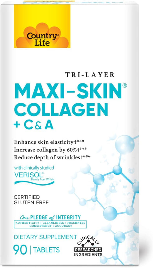 Country Life Maxi-Skin Collagen with Vitamins C & A for Skin Health