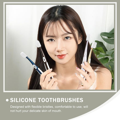 Beaupretty 4PCS Silicone Toothbrush - Manual Toothbrushes, Travel Toothbrush Replacement Heads, Ideal for Sensitive
