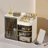 Transparently Black Cosmetics Display Case with Mirror, Large Capacity Makeup Storage Box with Drawers