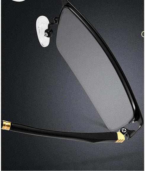 Transition Photochromic Rectangular Frame Bifocal Reading Glasses for Men Women, UV400, Clear Sunglasses