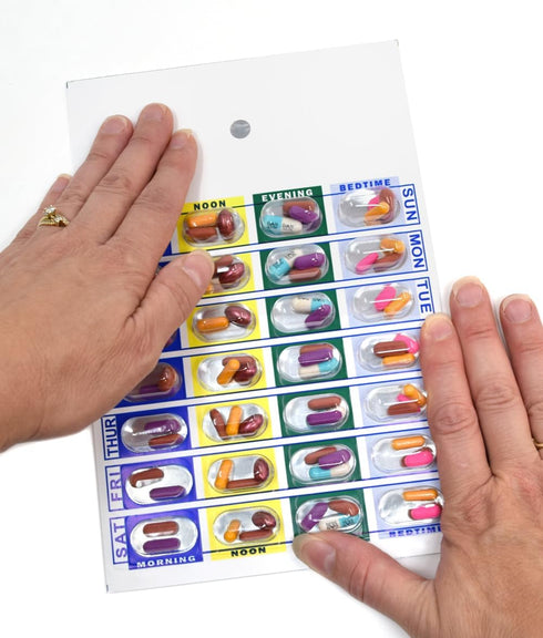 Medi-Aid Weekly Cold Seal Medication Blister Pack System Cards - 4 Times a Day, 24 Compartments, 6 Pack, One Piece Unit