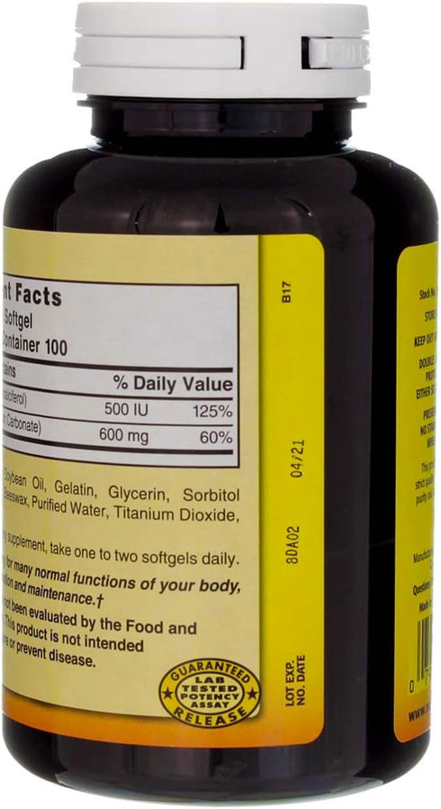 Liquid Calcium 600mg with D-3 (100 Softgels) - 3 BOTTLES Total of 300 Softgels