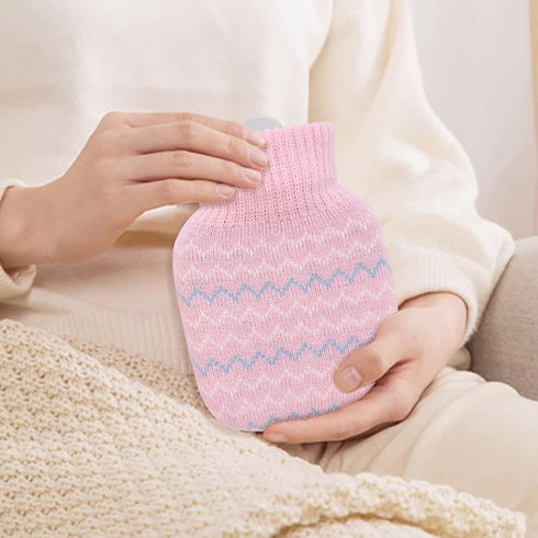 320ml Mini Hot Water Bottle with Knitted Cover - Small Leak Proof Hot Water Bag for Pain Relief, Best Gifts for Women,