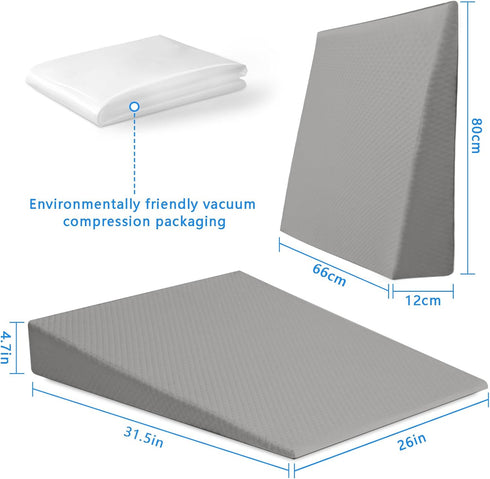 XINSURUJIAN Bed Wedge Pillow Triangle Belt Foam for, Knee, Small Leg, Reading, Maternity (Grey)