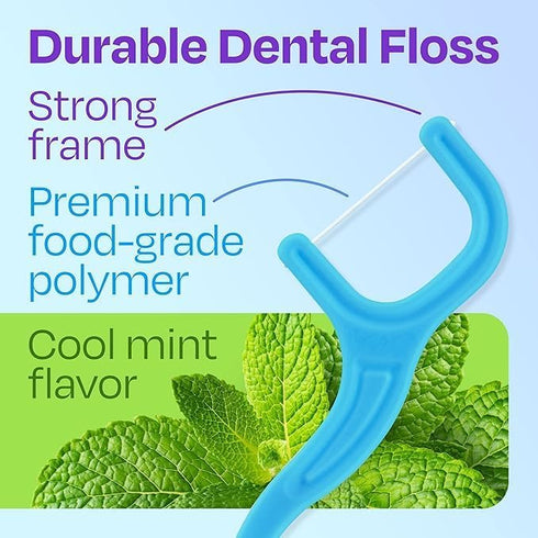 Dental Flossers Brush Picks, 2 Pack with Travel Case (100 Total Count), Mint Flavored for Easy Grip and Use