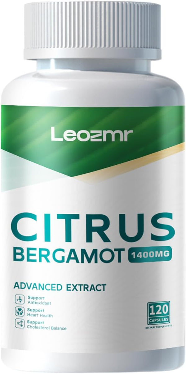 Leozmr Organic Citrus Bergamot 1400mg, 120 Capsules - 25:1 Citrus Bergamia - Essential