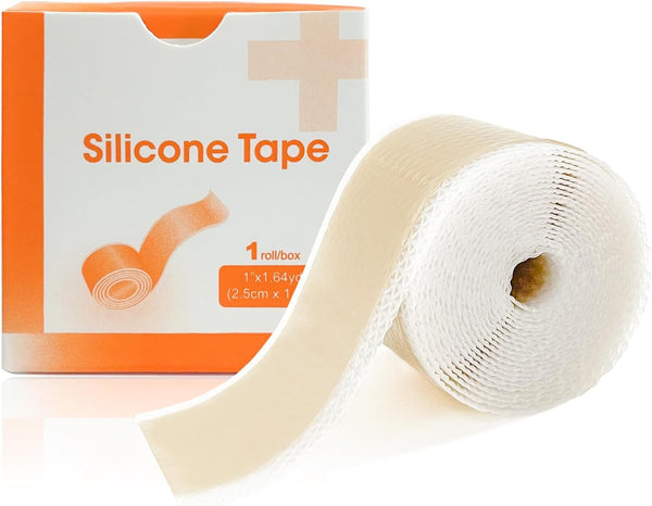 Silicone Scar Sheets, 1" x 60" Roll, Soft Silicone Tape for Scars Removal, Painless for Surgery, C-section, Burn