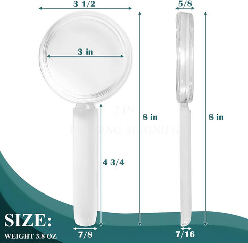 MAGDEPO 3X Handheld Magnifier 2-in-1 Clear Acrylic Magnifying Glass Lightweight with Bar Magnifying Handle for Reading Small Prints, Documents, Hobbies by M MAGDEPO