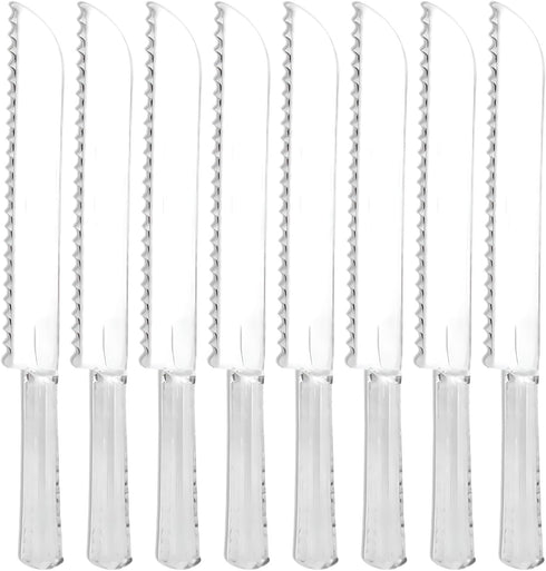 Clear Premium Serrated Knives - Standard Size (2 Pcs) - Heavy Duty Material - Ideal for Parties & Events by Lillian Collection