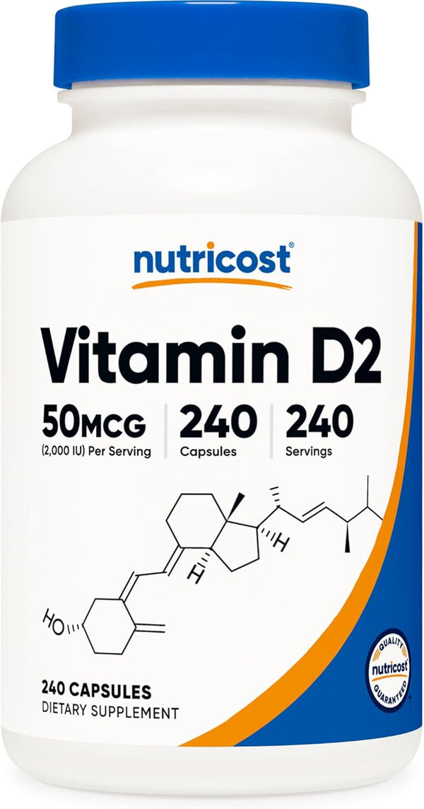 Nutricost Vitamin D2 Supplement (2000 IU), 240 Capsules, Vegan, Non-GMO, Gluten-Free