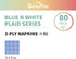 Gatherfun Cocktail Napkins 3-ply, 80PCS Blue and White Gingham Disposable Paper Napkins for Restaurant Bar Picnic