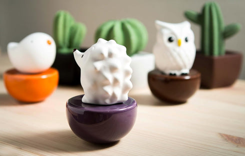 Spiky Hedgehog Non-Electric Ceramic Diffusers for Essential Oils, White Ceramic for Car or Desk Decor