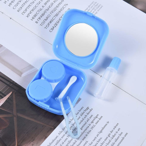 6 Pack Colorful Contact Lens Case Travel Kit, Holder with Mirror, Bottle, Tweezers, and Remover Tool