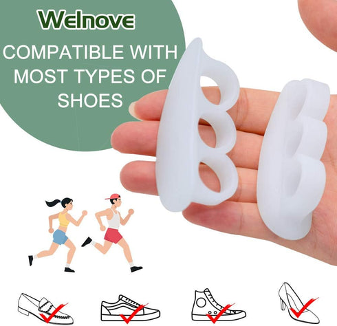 Welnove Hammer Toe Crests Straightener, 4 Pcs Gel Toe Support Pads Cushion, White